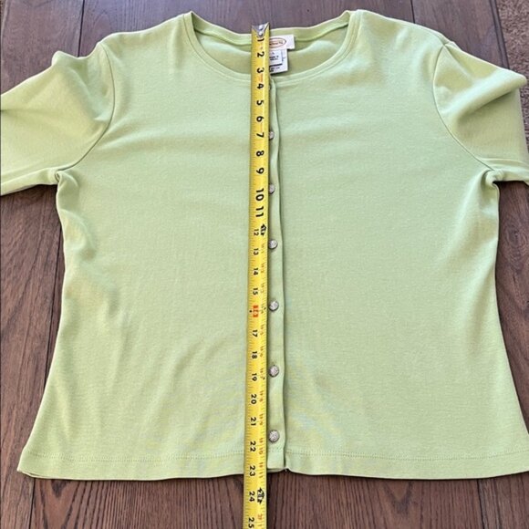 Talbots Light Green Button Front LS Cardigan Sweater - Picture 4 of 8